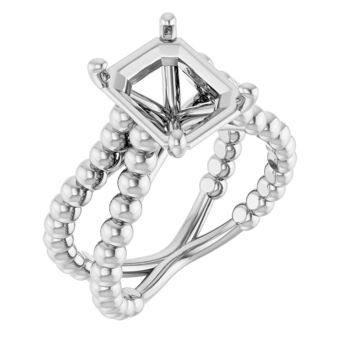 Solitaire Beaded Negative Space Engagement Ring