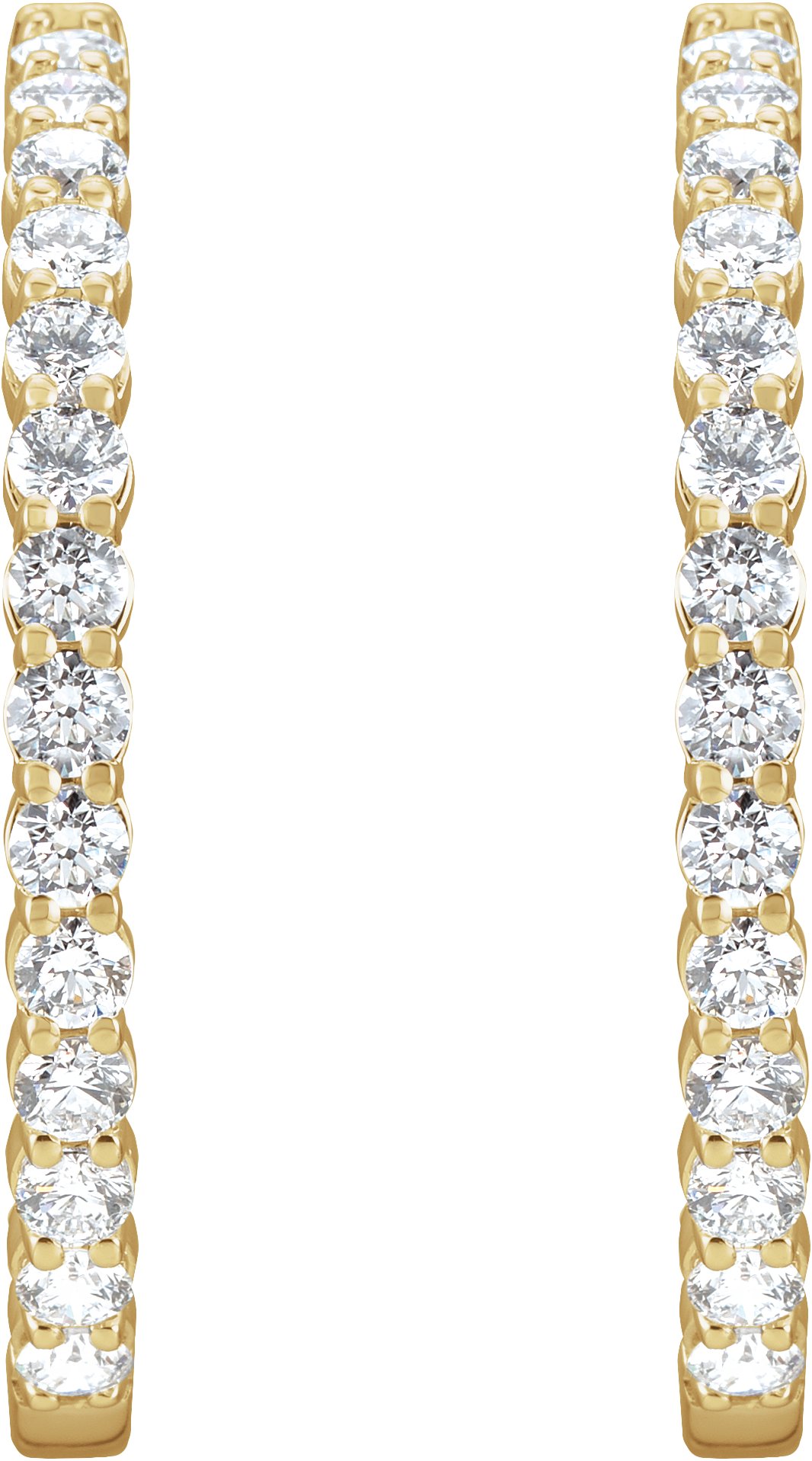 14K Yellow 3 CTW Lab-Grown Diamond Inside-Outside Hinged 25 mm Hoop Earrings