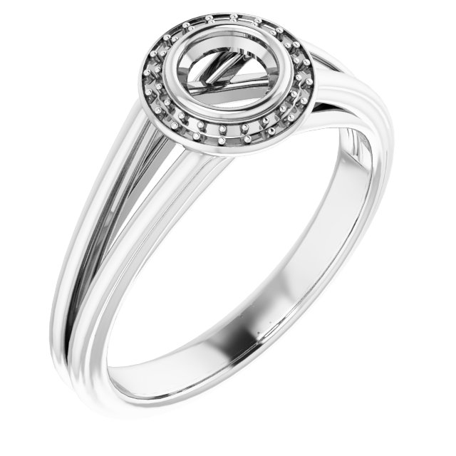 Bezel-Set Halo-Style Engagement Ring