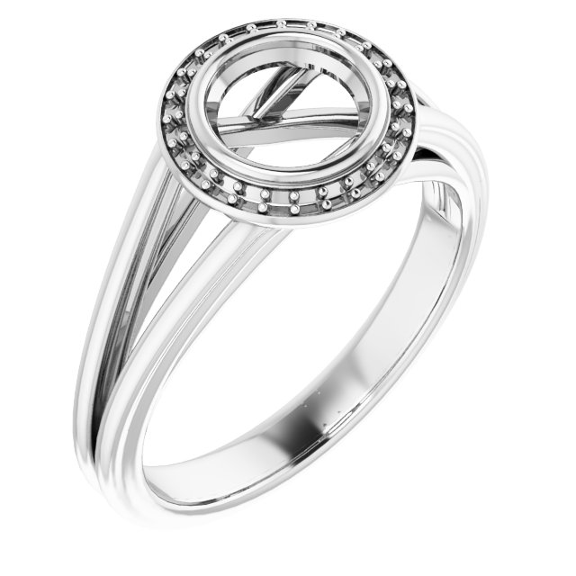 Bezel-Set Halo-Style Engagement Ring