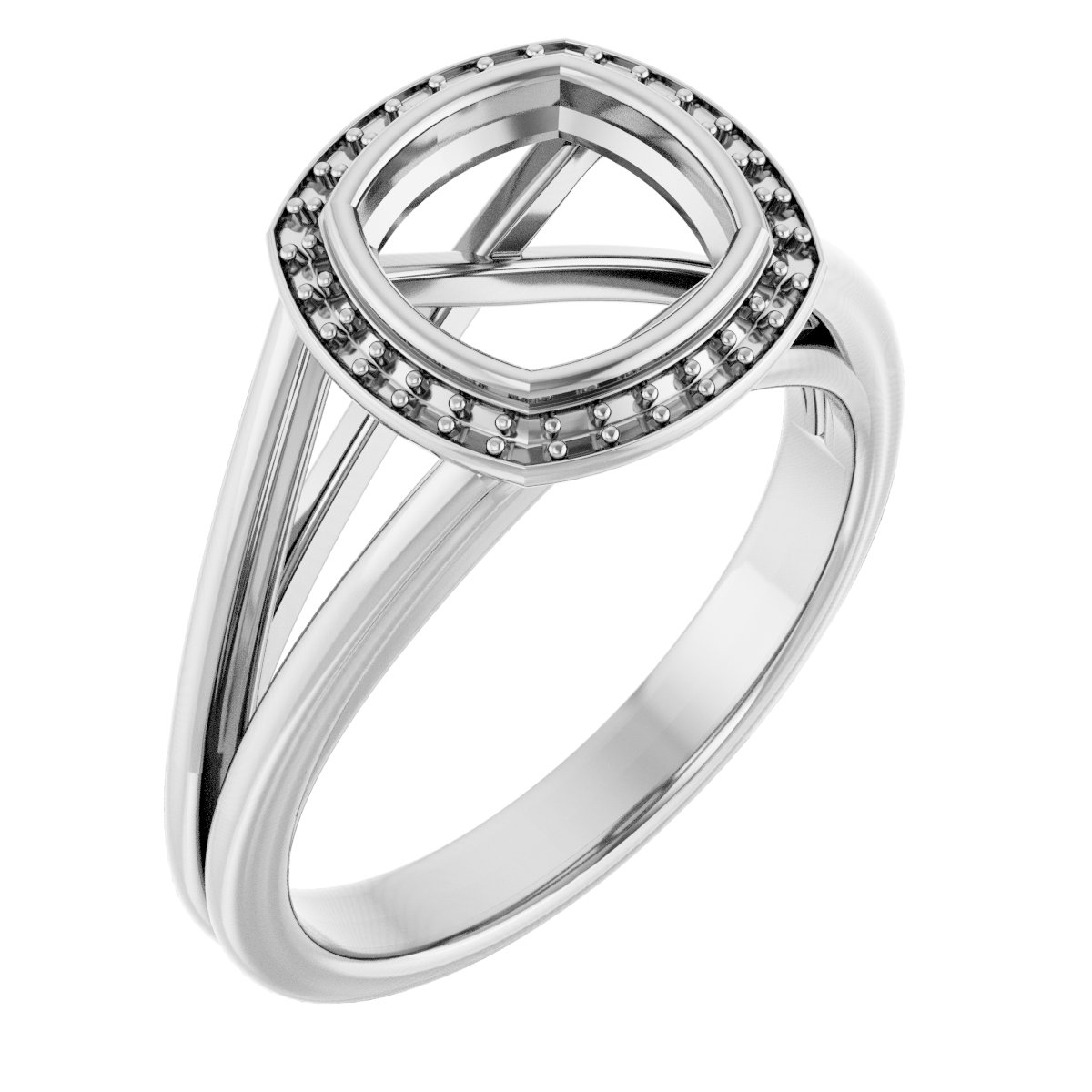 Bezel-Set Halo-Style Engagement Ring