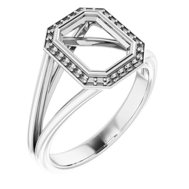 Bezel-Set Halo-Style Engagement Ring