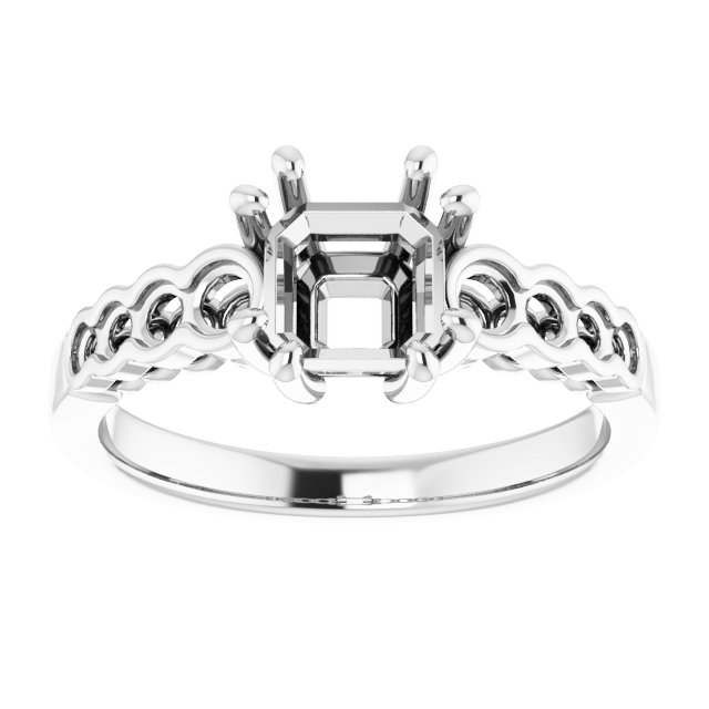 10x10 mm Heart Ring Mounting view 3