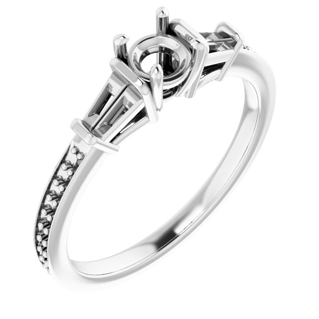 Baguette Accented Engagement Ring