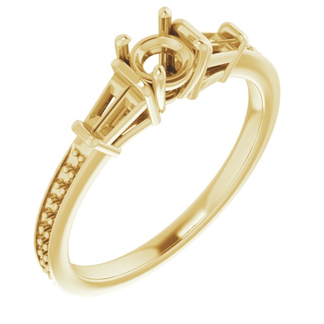 Baguette Accented Engagement Ring