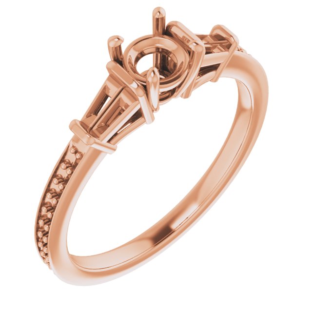 Baguette Accented Engagement Ring