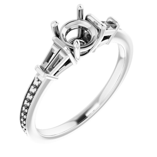 Baguette Accented Engagement Ring