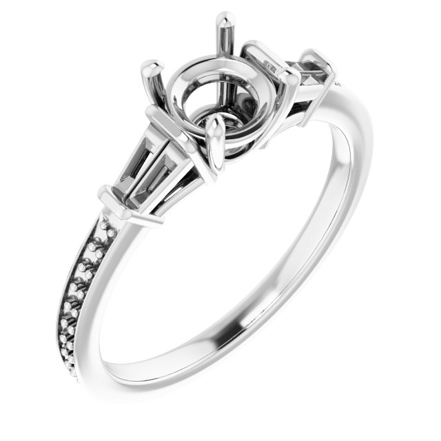 Baguette Accented Engagement Ring