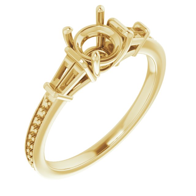 Baguette Accented Engagement Ring