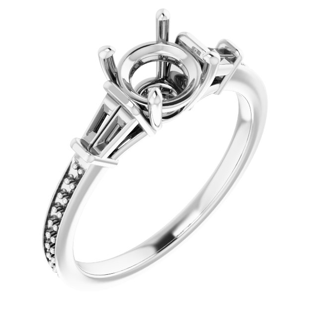 Baguette Accented Engagement Ring