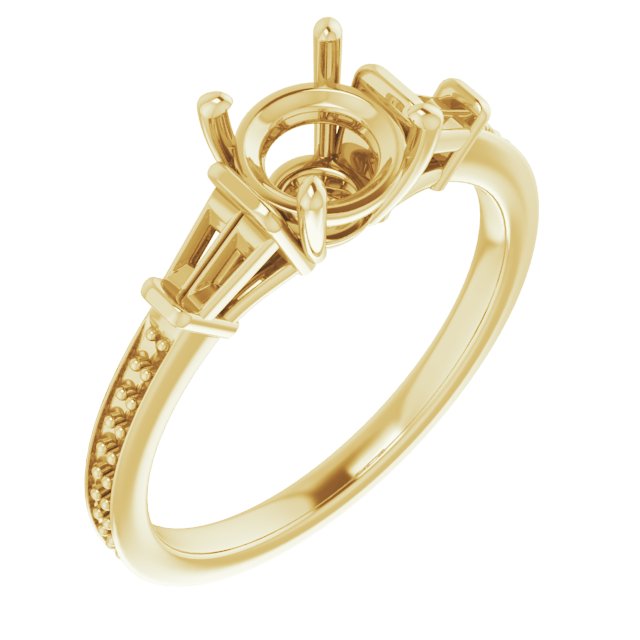 Baguette Accented Engagement Ring