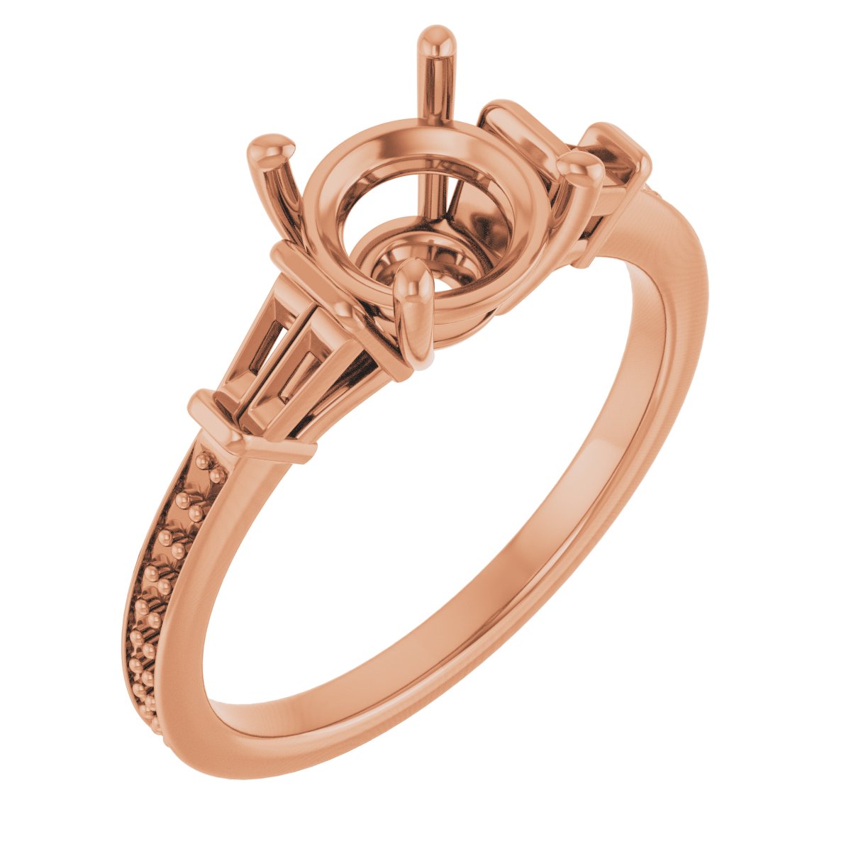 Baguette Accented Engagement Ring