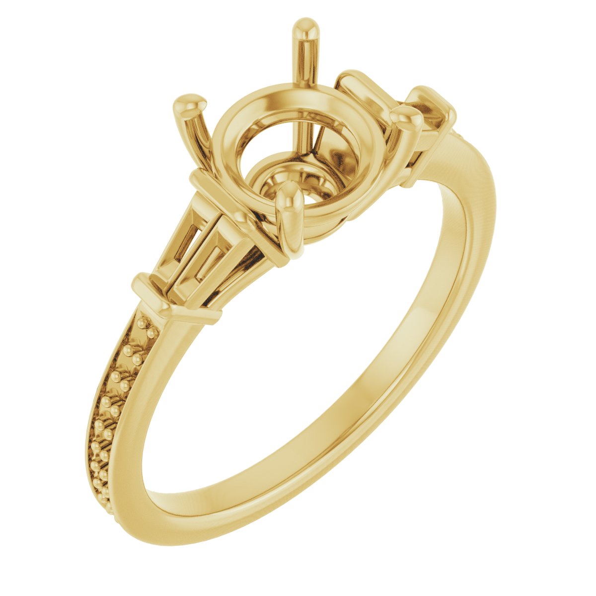 Baguette Accented Engagement Ring