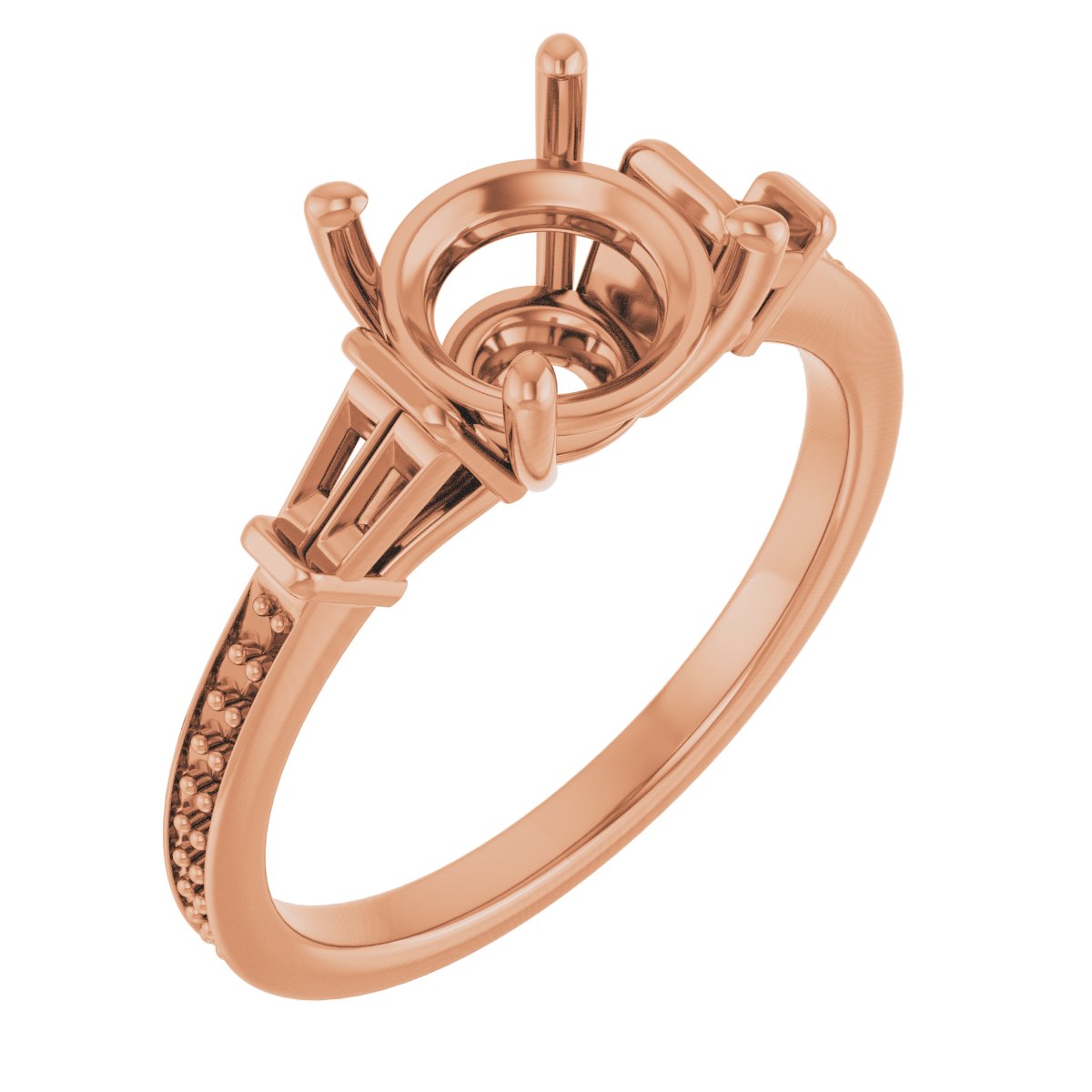 Baguette Accented Engagement Ring