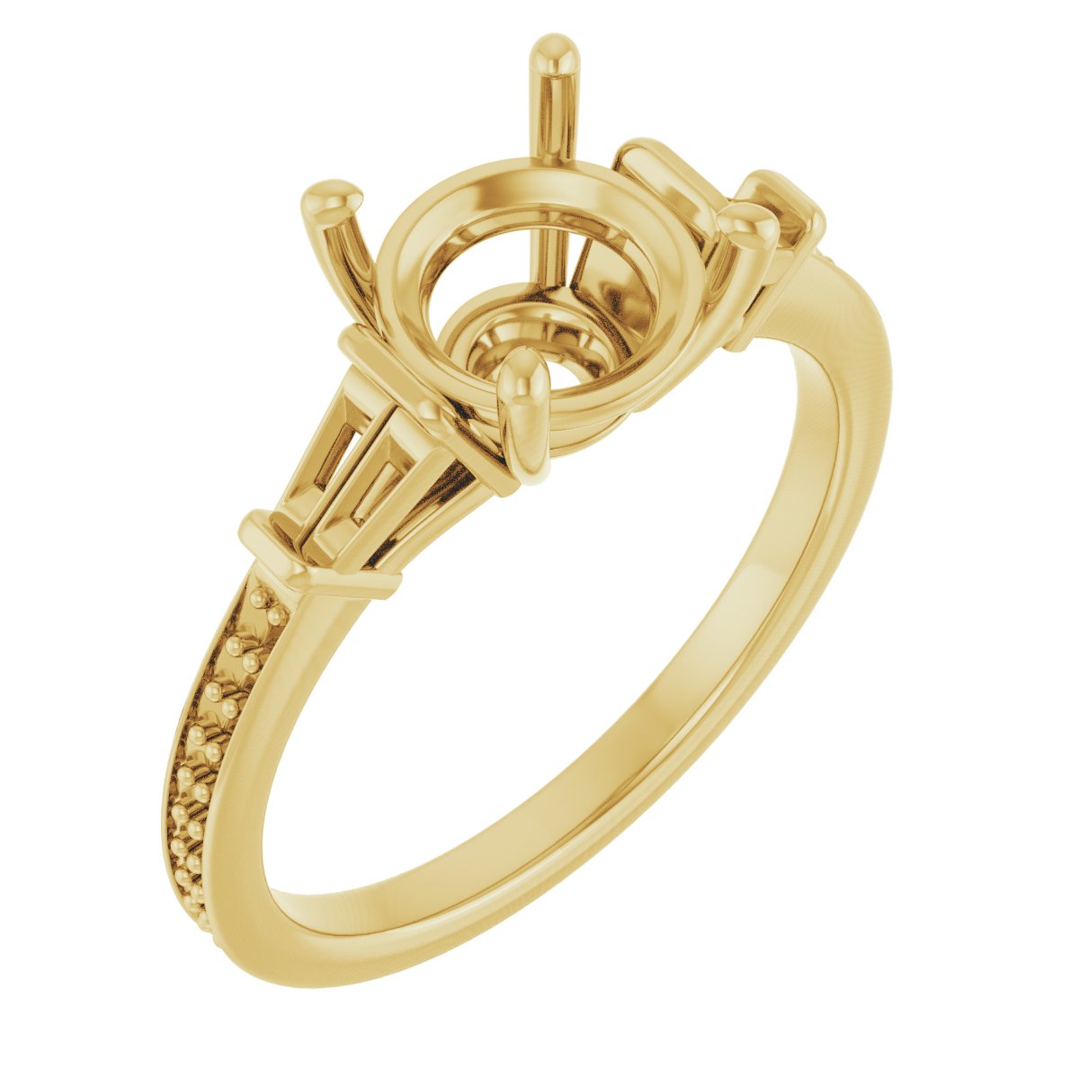 Baguette Accented Engagement Ring