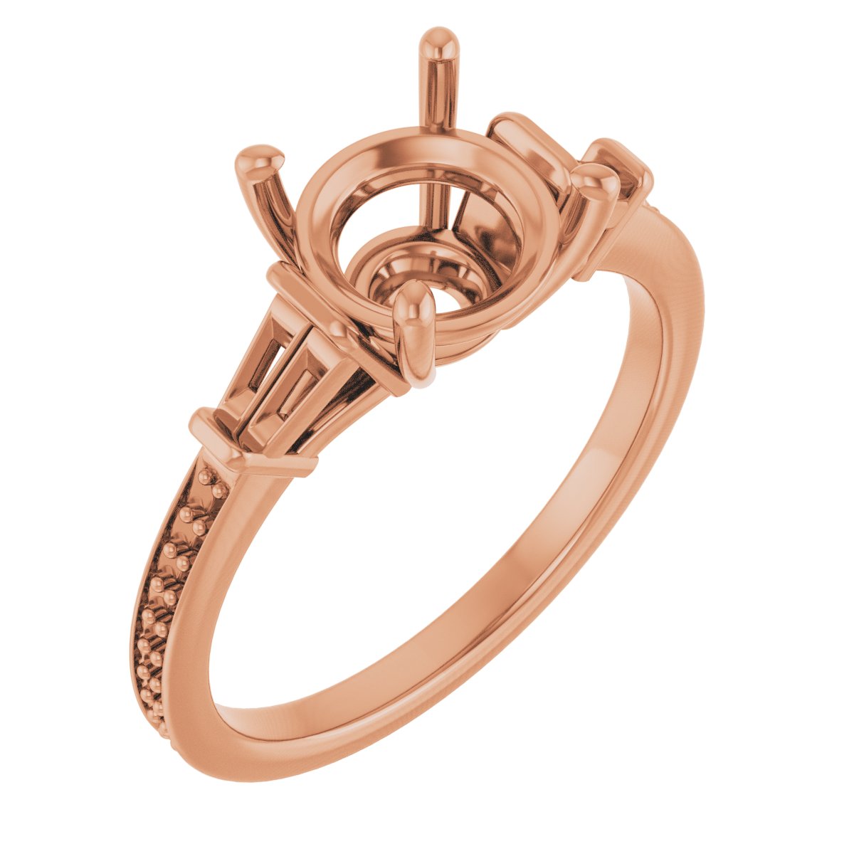 Baguette Accented Engagement Ring