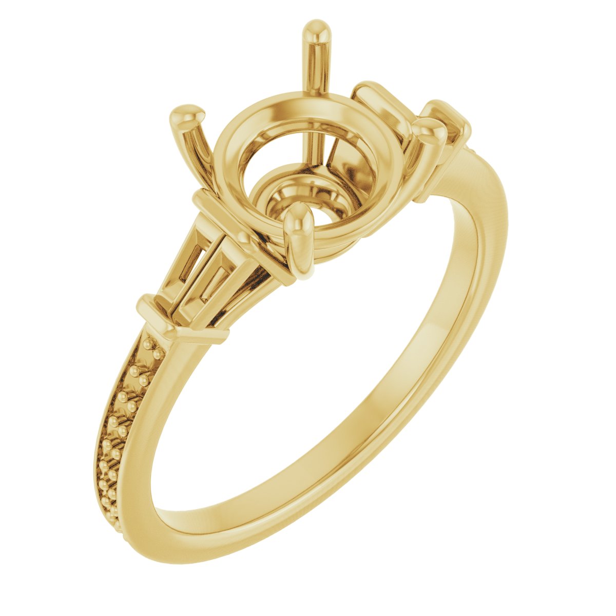 Baguette Accented Engagement Ring