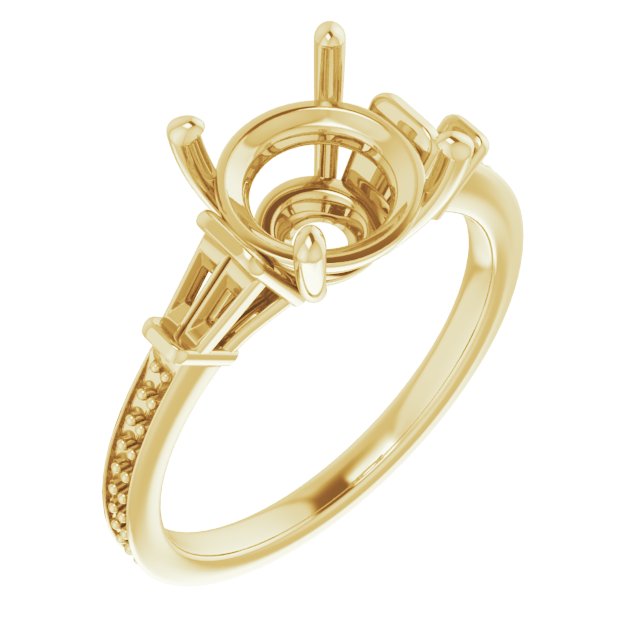 Baguette Accented Engagement Ring