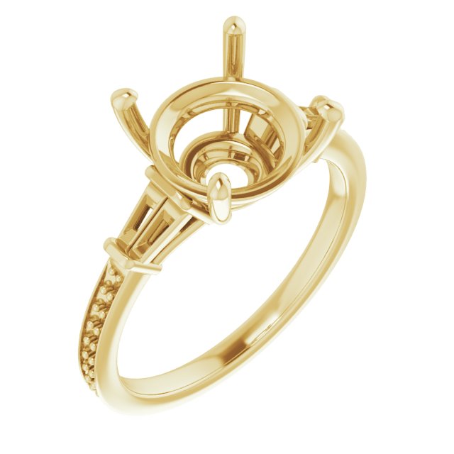 Baguette Accented Engagement Ring