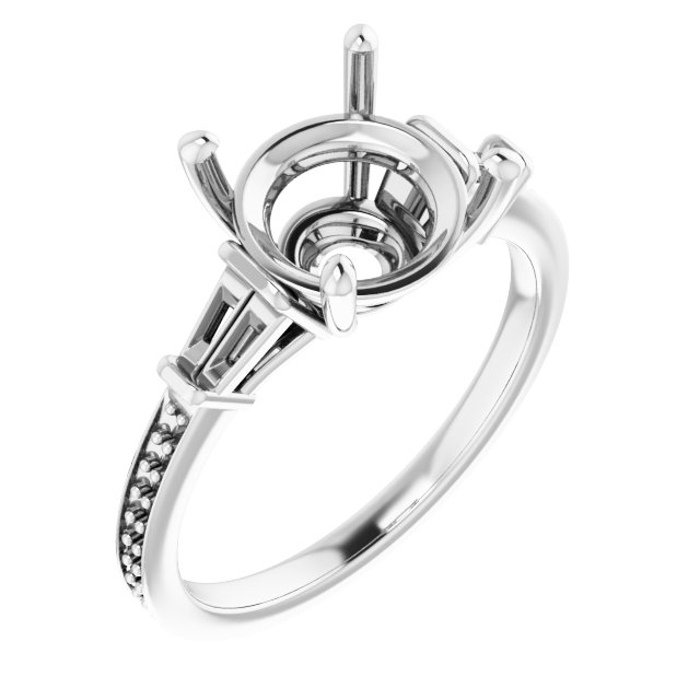Baguette Accented Engagement Ring