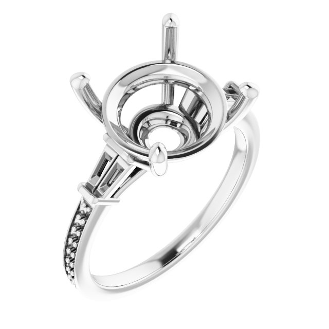 Baguette Accented Engagement Ring