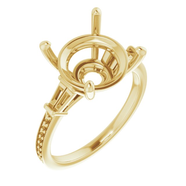 Baguette Accented Engagement Ring