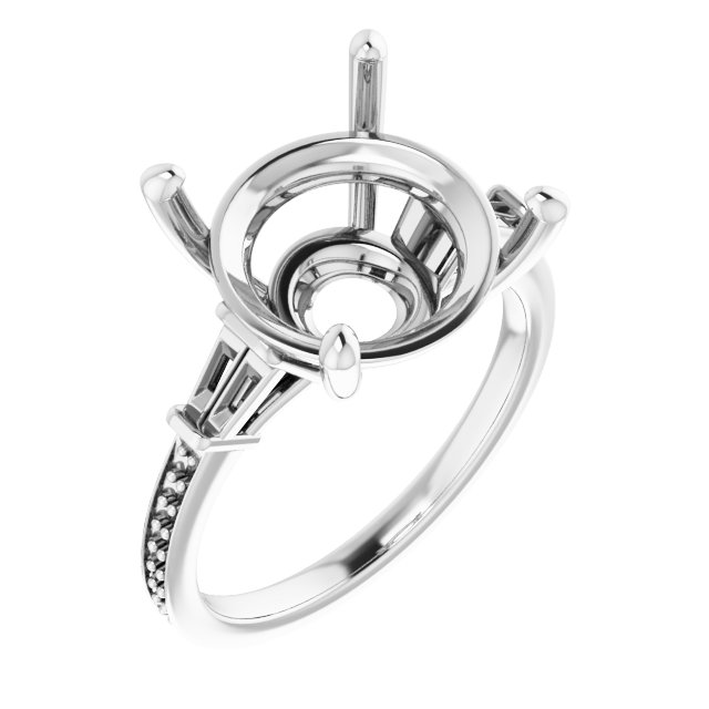 Baguette Accented Engagement Ring
