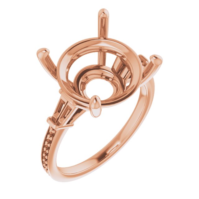 Baguette Accented Engagement Ring