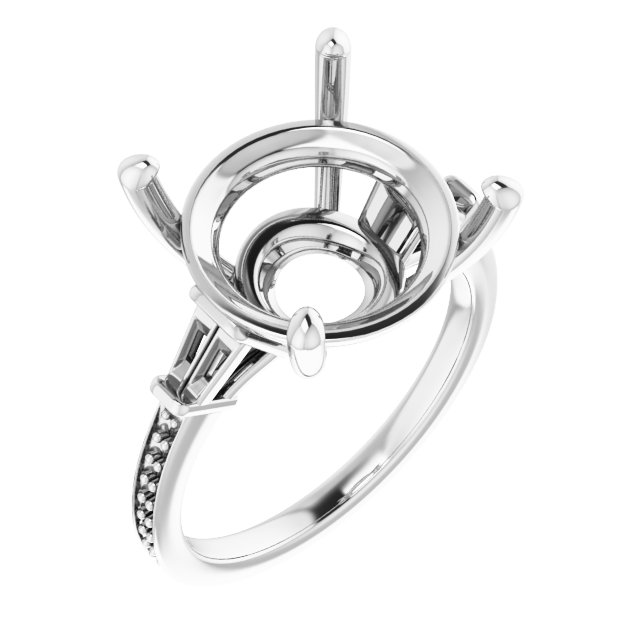 Baguette Accented Engagement Ring