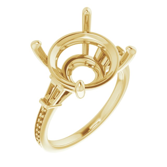 Baguette Accented Engagement Ring