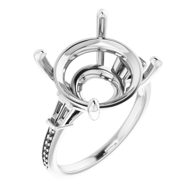 Baguette Accented Engagement Ring