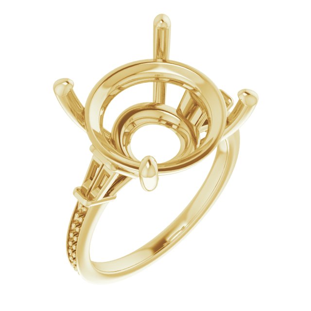Baguette Accented Engagement Ring