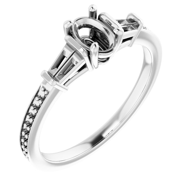 Baguette Accented Engagement Ring