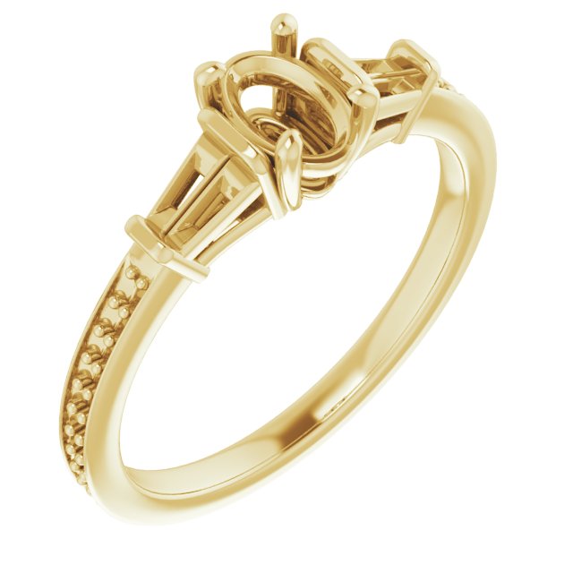 Baguette Accented Engagement Ring