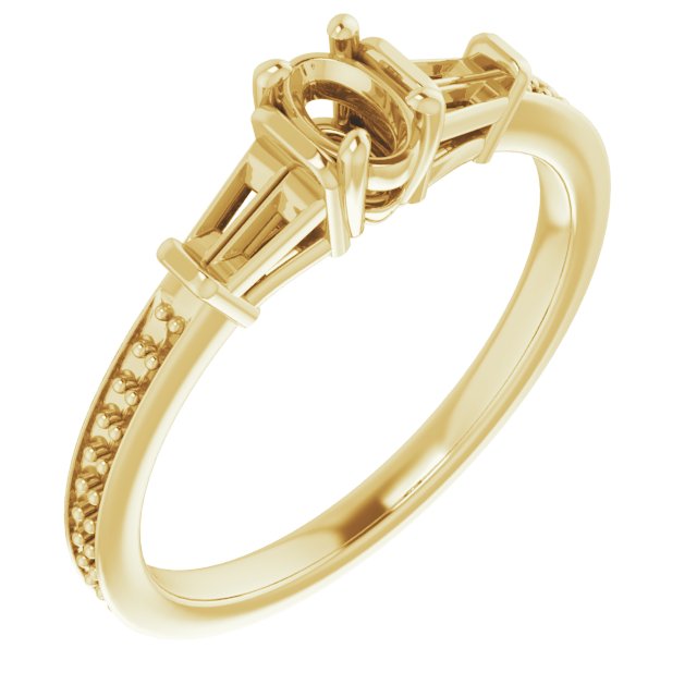 Baguette Accented Engagement Ring