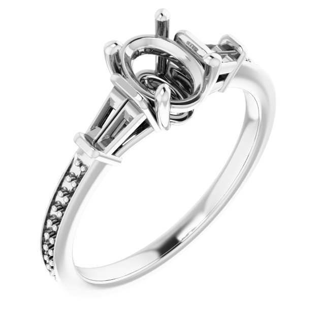 Baguette Accented Engagement Ring