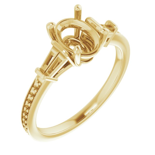 Baguette Accented Engagement Ring