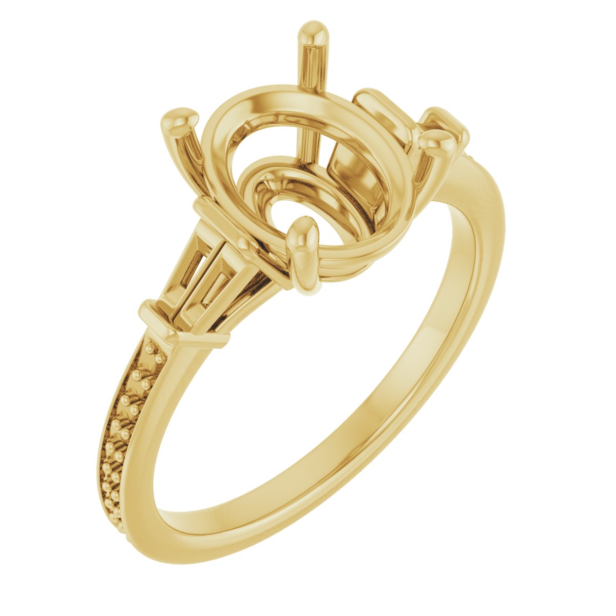 Baguette Accented Engagement Ring