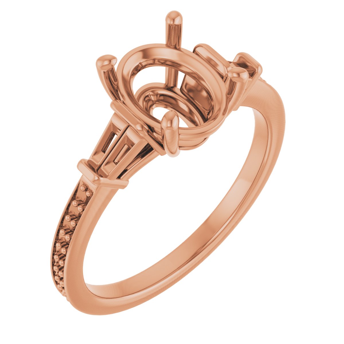 Baguette Accented Engagement Ring