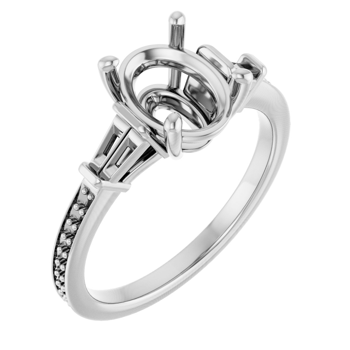 Baguette Accented Engagement Ring