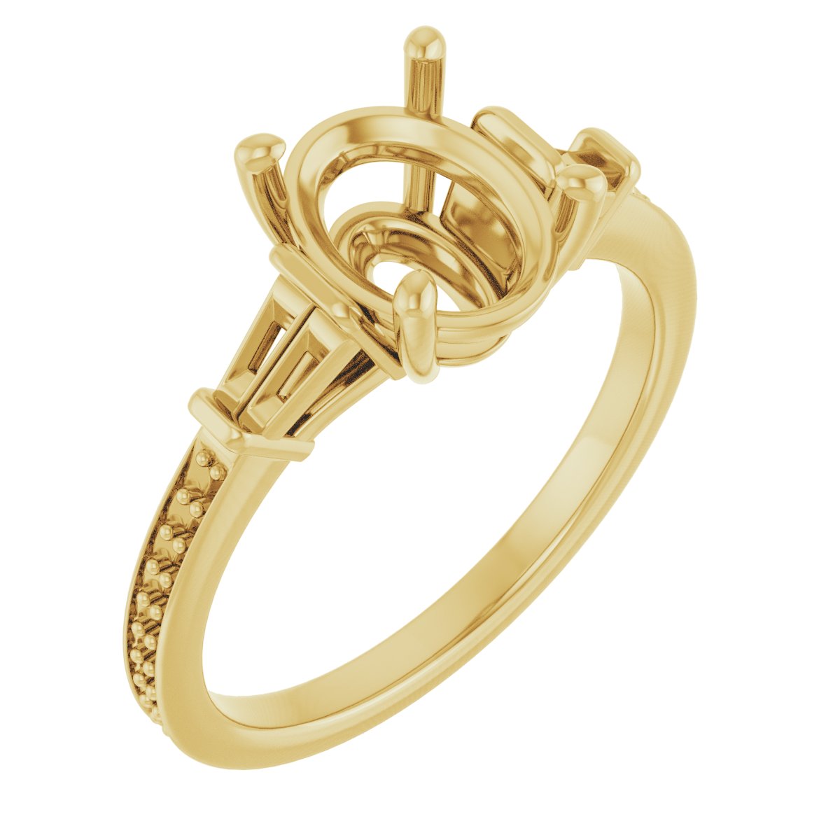 Baguette Accented Engagement Ring
