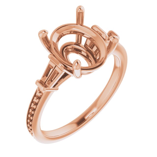 Baguette Accented Engagement Ring