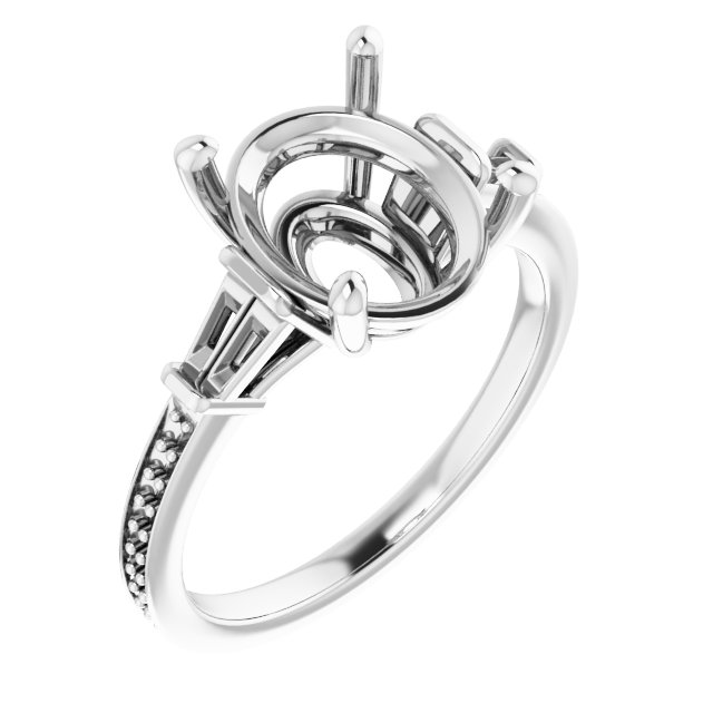 Baguette Accented Engagement Ring