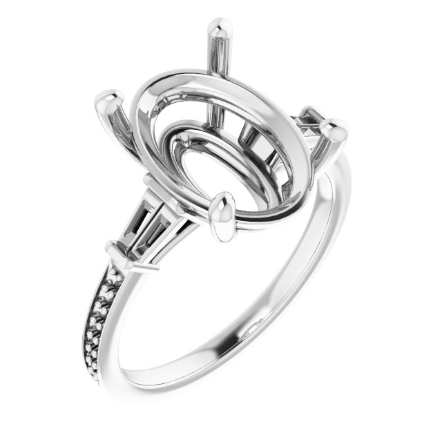 Baguette Accented Engagement Ring
