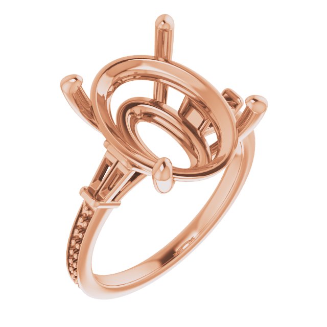 Baguette Accented Engagement Ring