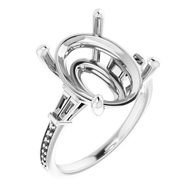 Baguette Accented Engagement Ring