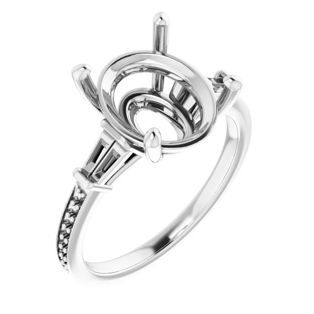 Baguette Accented Engagement Ring
