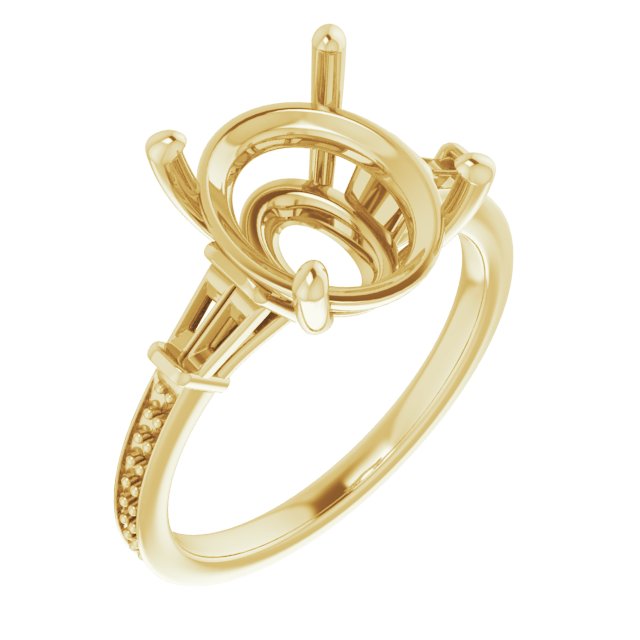 Baguette Accented Engagement Ring