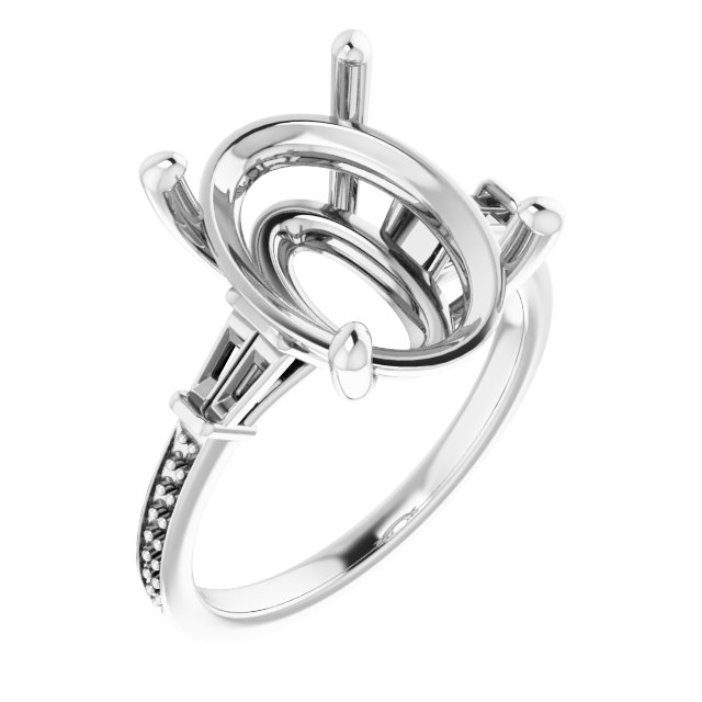 Baguette Accented Engagement Ring