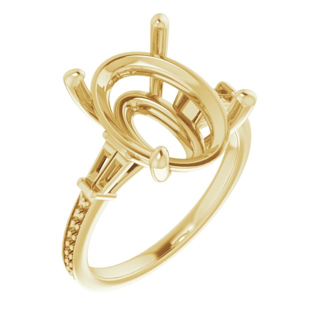 Baguette Accented Engagement Ring
